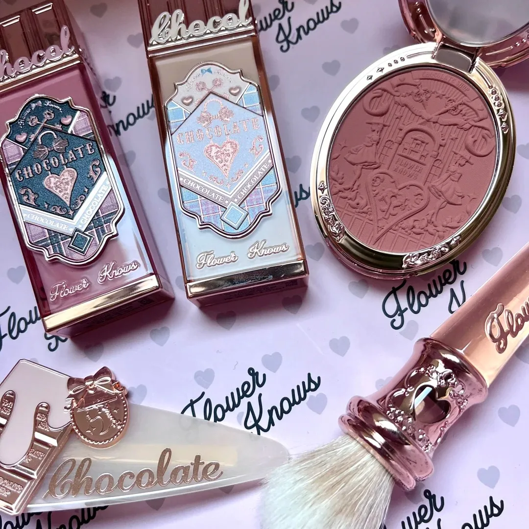 Flower Knows ร้านช็อกโกแลต แปรงเครื่องสําอาง แปรงหน้า ไฮไลท์เตอร์ Bronzer Contour แปรงแต่งหน้าแบบนุ่ม