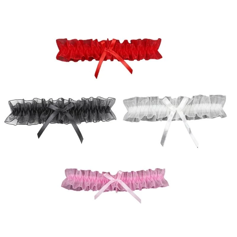 

5asd Bride Wedding Garter Lace Floral Garters Bowknot Stretch Leg Garter Ring Girls