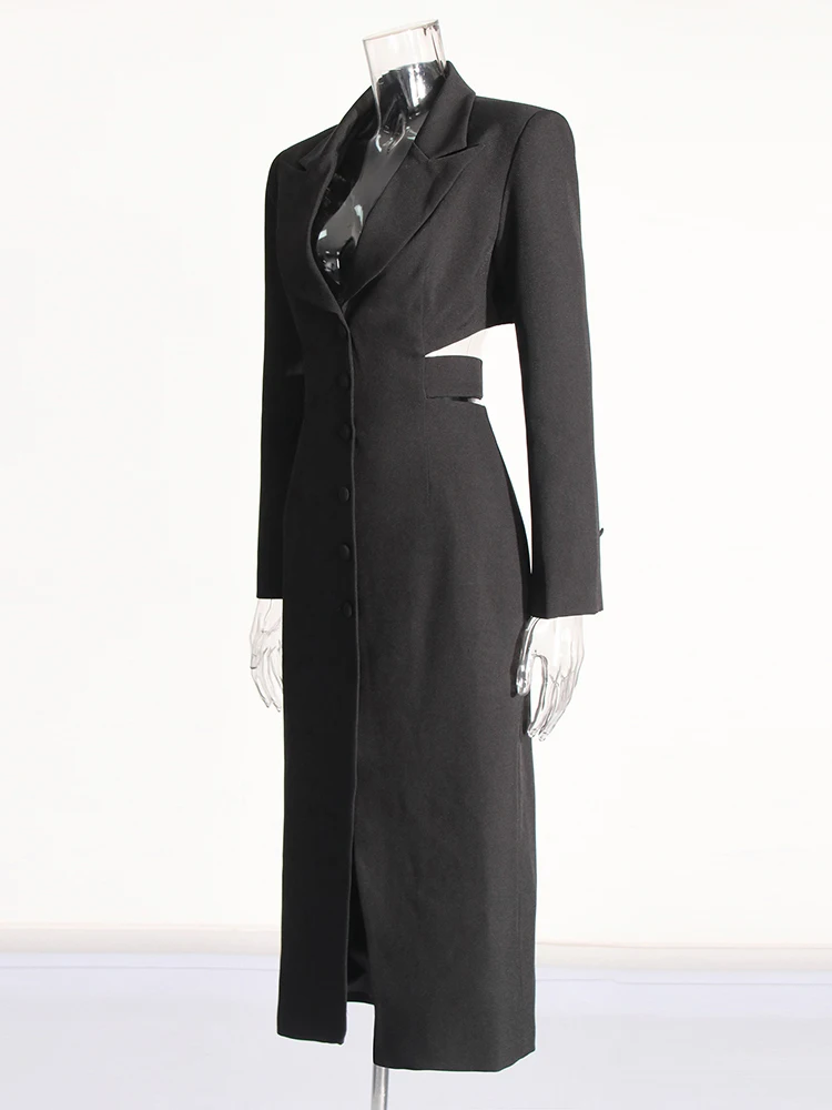 Blazer con cintura impiombata a tinta unita per donna Blazer monopetto Patchwork a maniche lunghe con colletto dentellato femminile