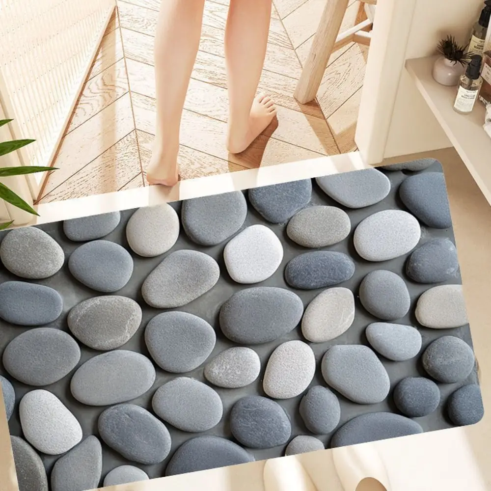 

Laundry Decor Non-Slip Cobblestone Carpet Dirt Resistant Diatom Mud Laundry Decor Scrubbable Super-Absorbent Bath Mat Balcony