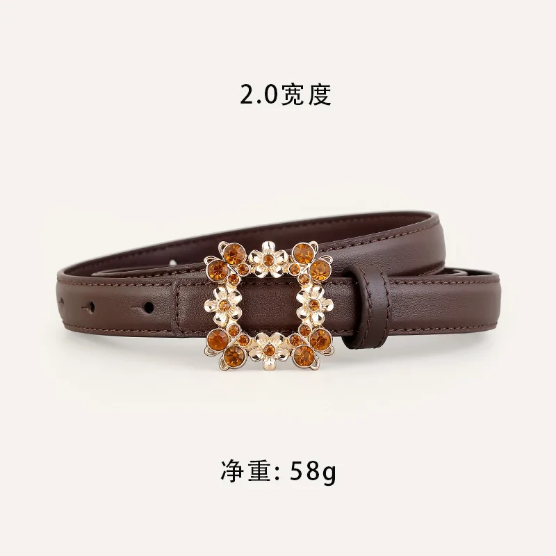 

Роскошные регулируемые джинсовые ремни со стразами и квадратной пряжкой для женщин, ремень из натуральной коровьей кожи Cinturones Para Mujer