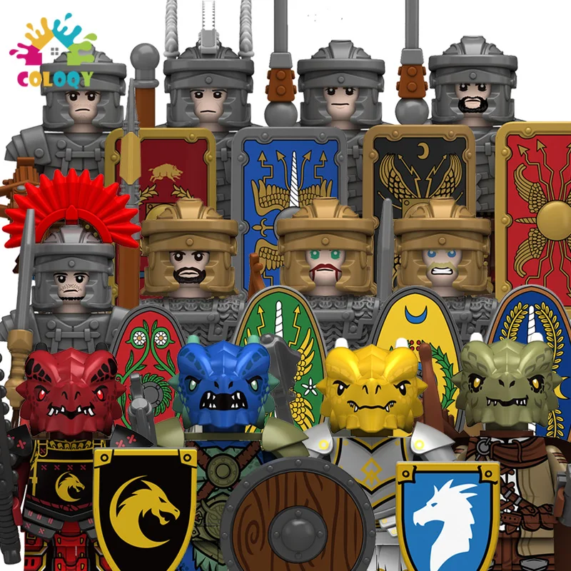 

Kids Toys Red Dragon Samurai Building Blocks Roman Heavy Infantry Warriors Mini Action Figures Toys For Kids Christmas Gifts