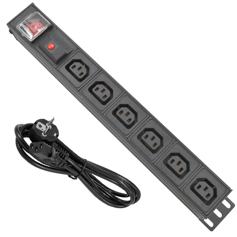 

Network Rack PDU aluminium alloy Power Strip 6 Ways C13 output socket With 2m extension cable C14 interface overload protection