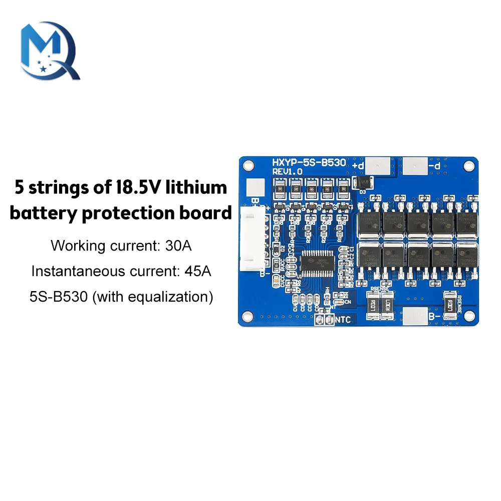 5S Li-ion Lithium Battery Protection Board 18V Power Module 21V Charge Discharge Board Equalization Temperature Control 30A 45A