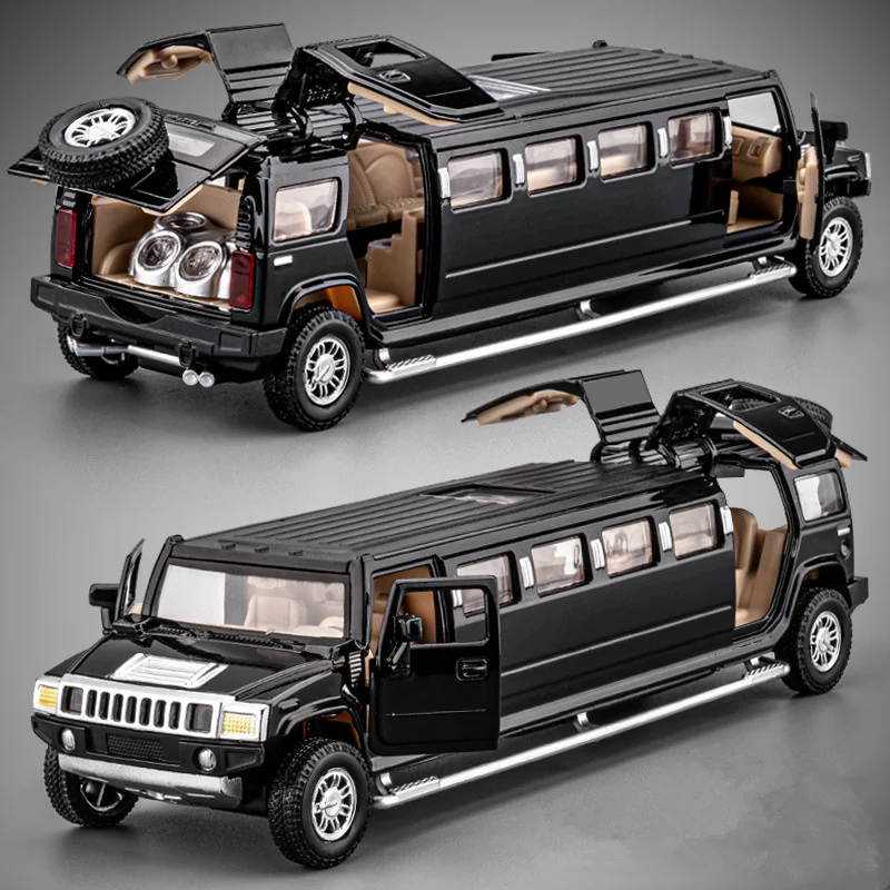 1:32 H2 Extended Version Alloy Car Model Diecasts Metal Business Vehicles Car Model Simulation Sound Light Toys Gifts