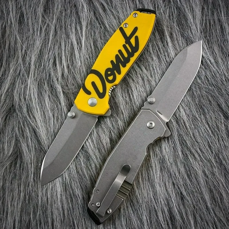 

Cr Donut X Squid D2 blade G10 handle portable outdoor Hiking Camping Hunting Tactical EDC Folding Knife Men's and Women's Gifts