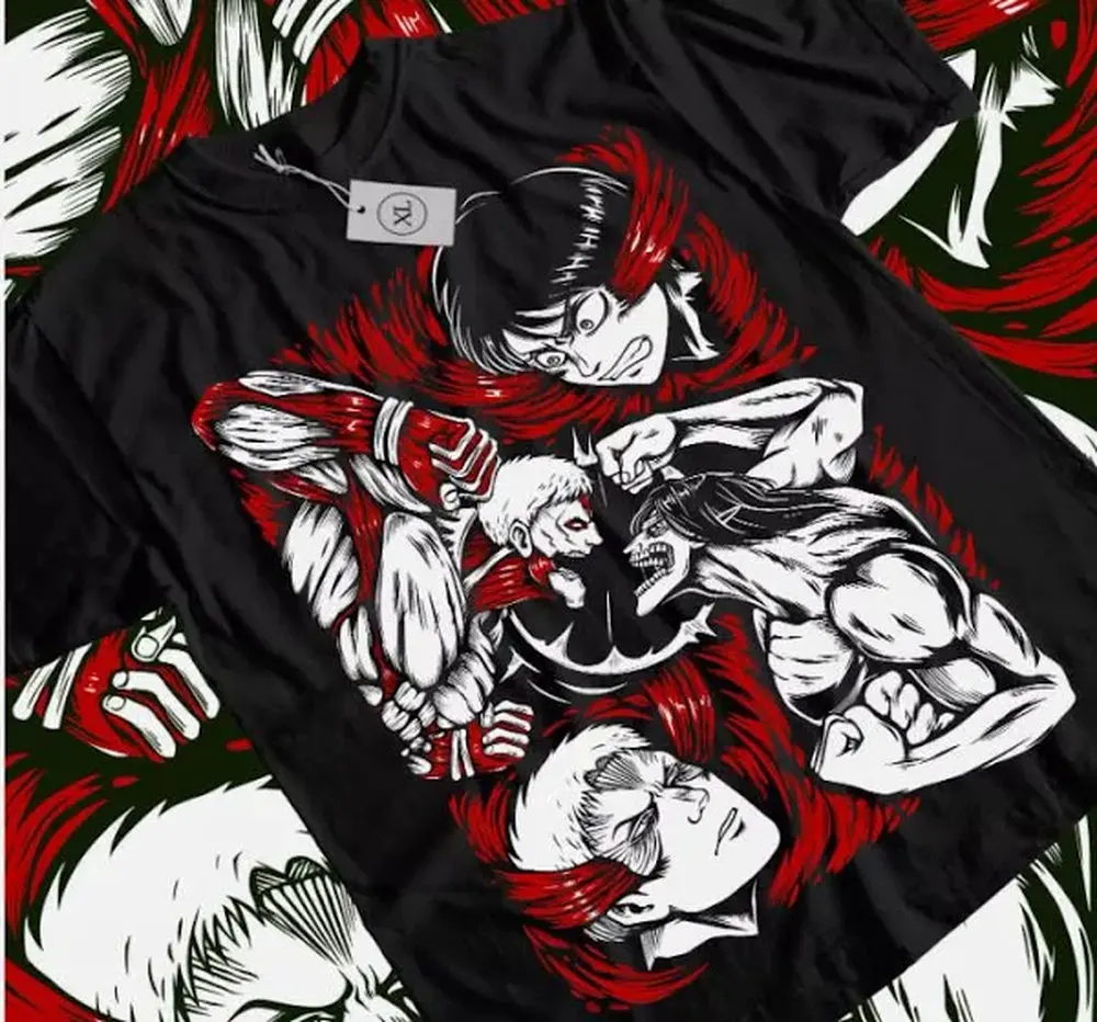 

p54 anime cartoon Shingeki no Kyojinfans TEE T-shirts for both men and women clothes 2025 new Graphic Streetwear 100% Cotton