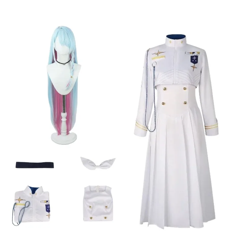 

Arona Dress Uniform Women Game Student Union President Cosplay Costume Wig Jacket Long Dress Party Suit Halloween Carnival