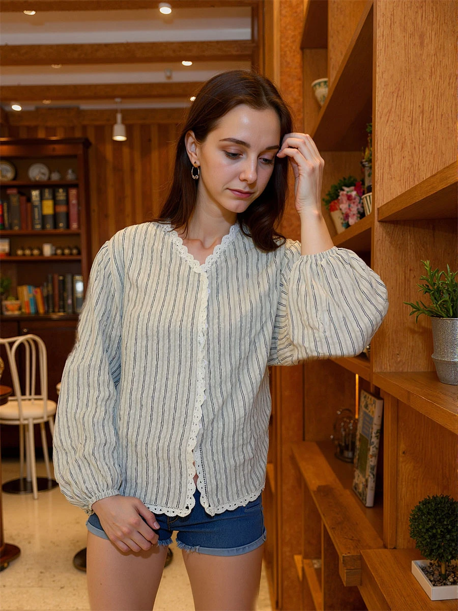 

Summer Shirts Women Lightweight V-neck Short Sleeve Blouse with Floral Embroidery and Irregular Hem for Beach or Casual Wear