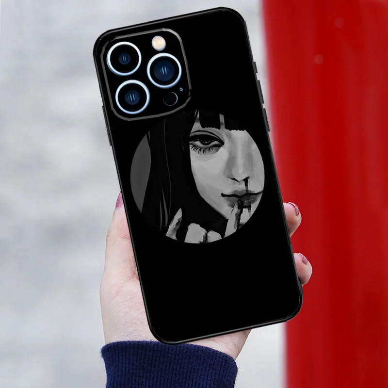 Sad Anime girl Case For iPhone 15 14 XR X XS Max Plus SE2 11 12 13 16 Pro Max Cell Phone Cover Casing Coque