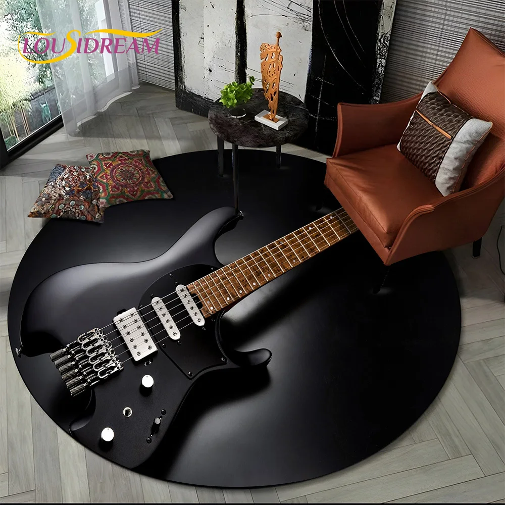 

3D Electric Guitar Classical Guitar Music Round Carpet Rug for Living Room Bedroom Child Decor,Pet Area Rug Non-slip Floor Mat