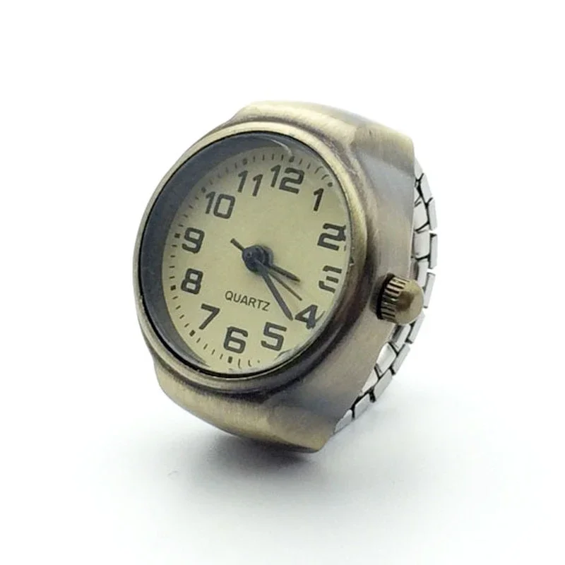 Vintage Punk Finger Watch Mini Alloy Ring for Couples