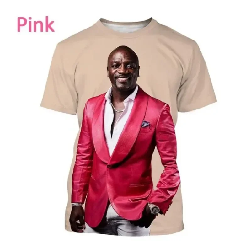 High-quality Creative Akon 3D Printed T-shirt American Rapper Singer Casual T-shirt Hip-hop Harajuku Unisex T-shirt Tee Tops