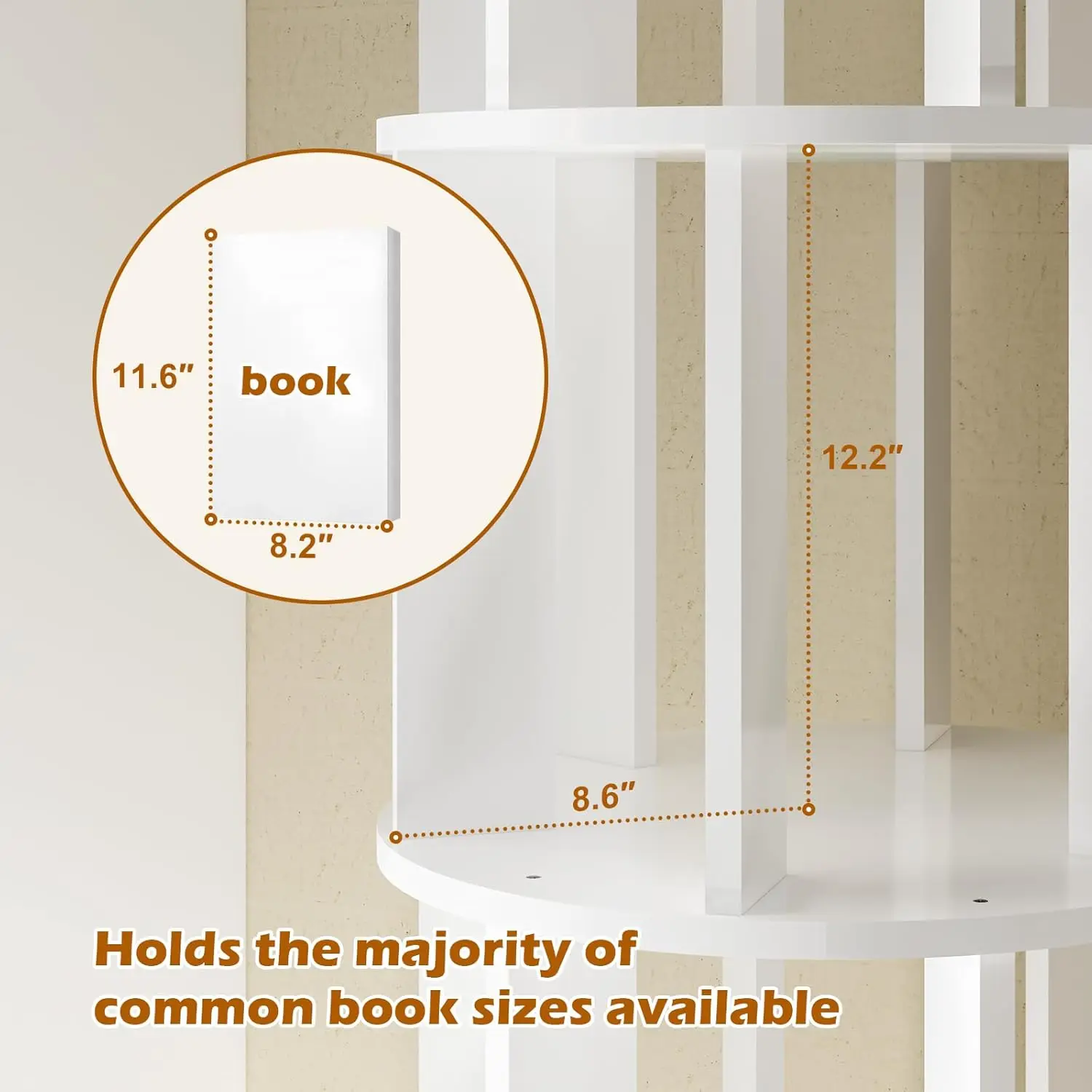 3 Tier Rotating Bookshelf Tower with Wheels, 360° Revolving Wooden Round Corner Storage Rack for Home Office Bedroom, Customized