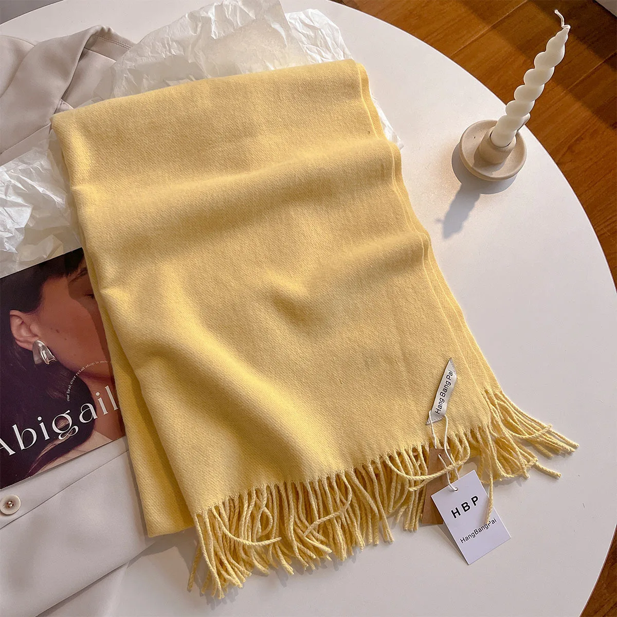 Fashion Solid Cashmere Feel Warm Scarf Design Pashmina Winter Double Side Diffrent Color Shawl Wraps Bufanda with Tassel Blanket