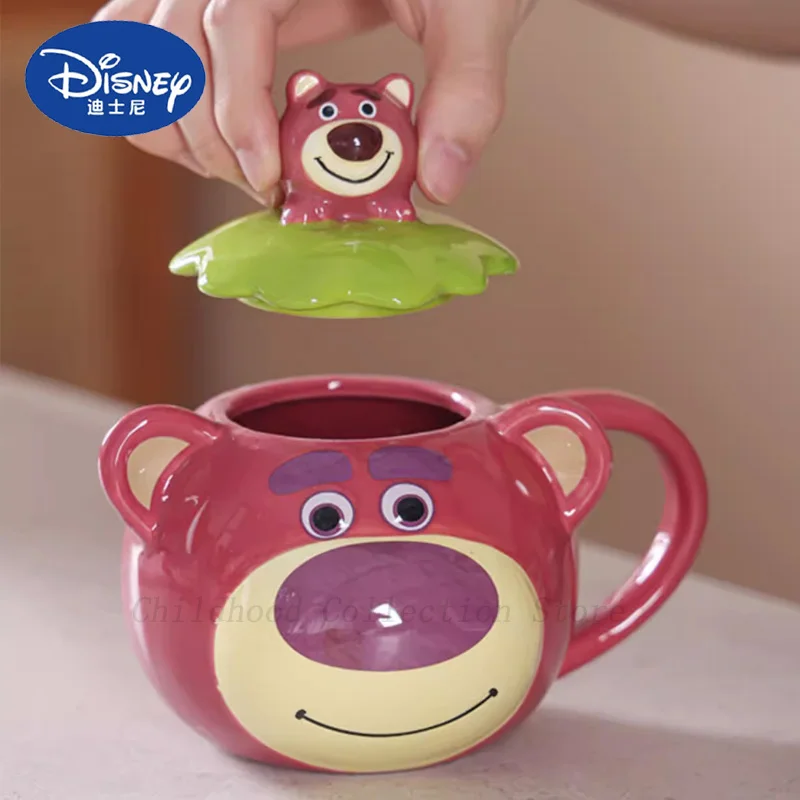 Kawaii Disney Toy Story Lotso Bear Action Figure Toys Mug Cute Water Cup Ceramic Cup Mug Strawberry Bear Funny Gifts For Kids