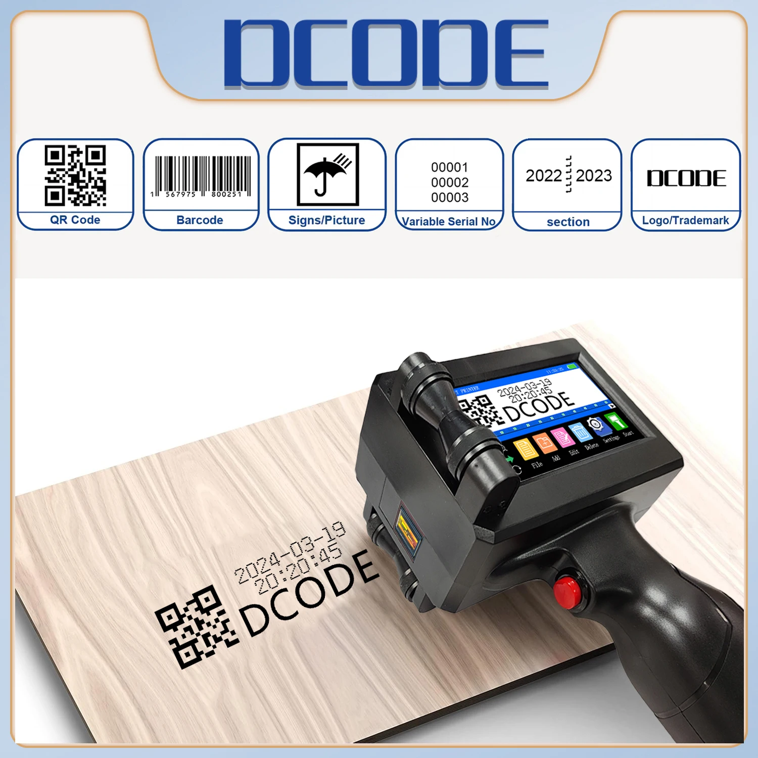 DCODE 1750PLUS 12.7mm Portable Handheld Thermal Inkjet Printer Text QR Barcode Image Batch Number Logo Date Label Coding Machine