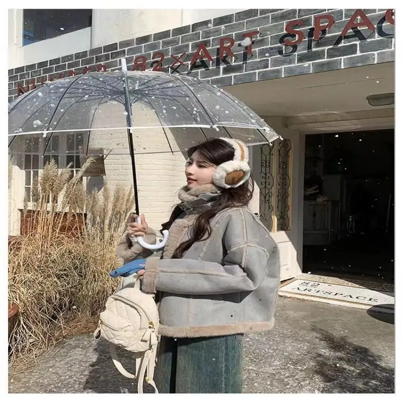 Damen Herbst und Winter Baumwolle gefütterte Jacke Outdoor Alltagskleidung Blauer Kunstnerzfell Lammwollmantel Neue Mode Super süße Tops