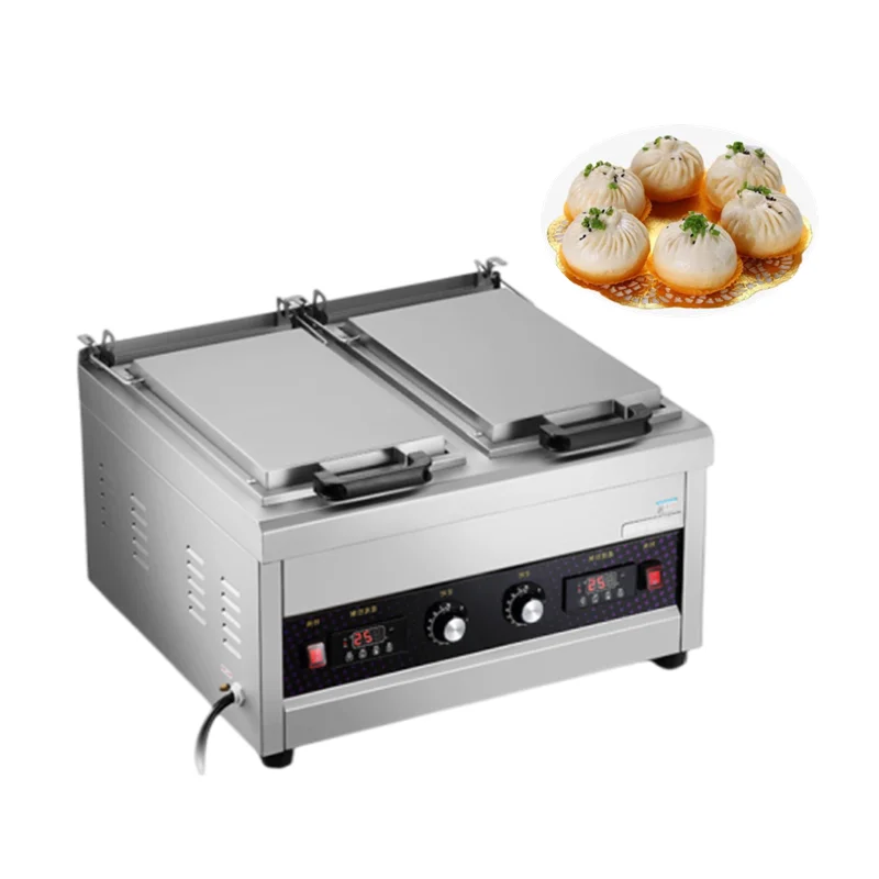 Single Pan Double Pan Automatic Dumpling Fried Machine Commercial Dumpling Gyoza Frying Cooker Machine Dumpling Griller Machine