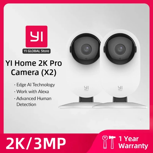 YI-cámara Home Pro 2K con Wifi, Kit de piezas con visión nocturna, protección de seguridad IP, detección Humana/sonido alimentada por Ia