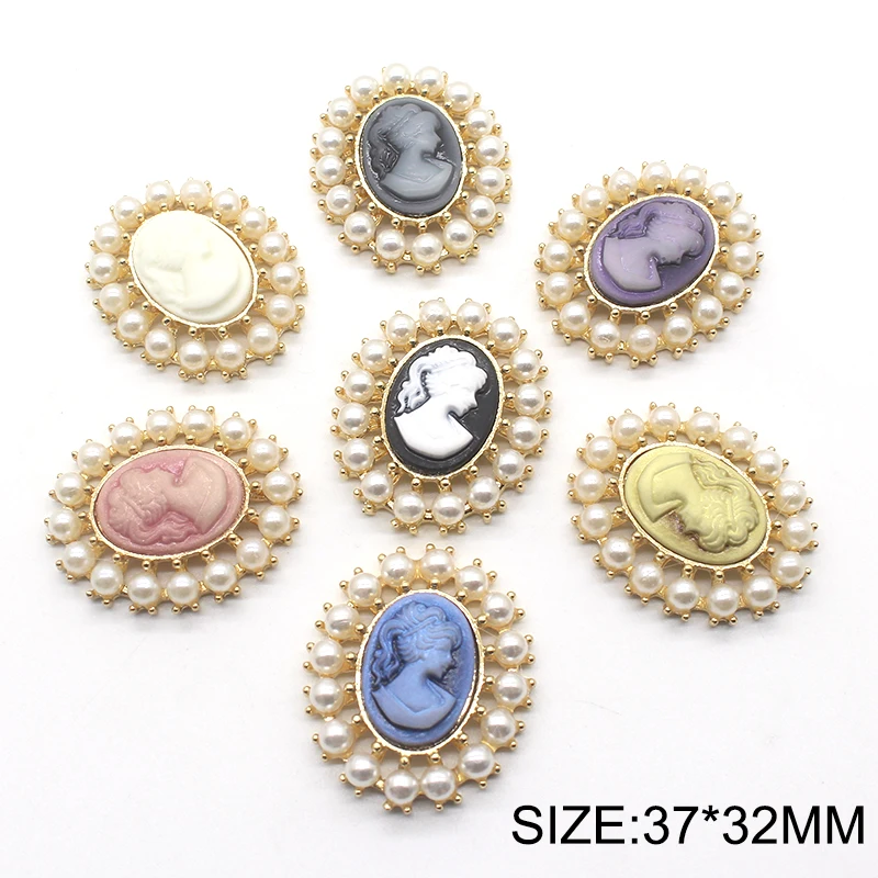 10 sztuk/partia 37*32MM owalne Pearl Snap Flatback przycisk do odzieży Diy maneridades akcesoria przycisk do szycia na ślub dekoracyjne