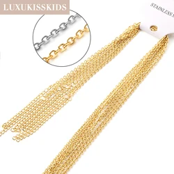 LUXUKISSKIDS 1/2MM O Chain Necklace 10pcs/lot 45+5cm Stainless Steel Link Chains Wholesale For Jewelry Making DIY Part No Fade