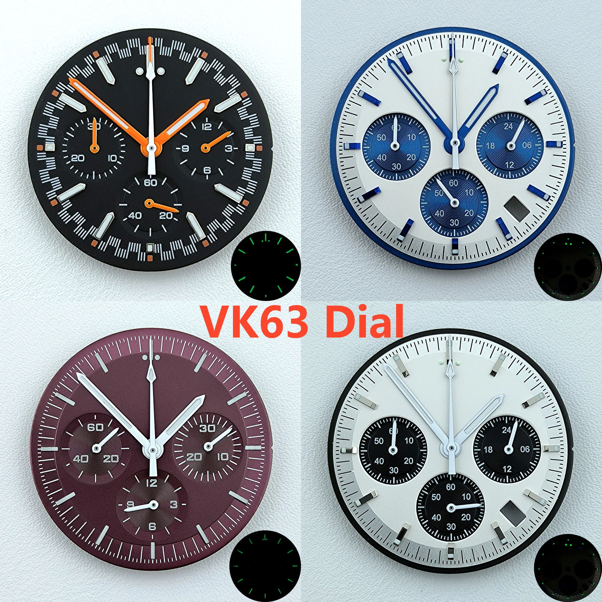 

32.5mm VK63 dial No Logo Dial Panda Dial Green luminous Dial fit VK63 movement watch accessories repair tools
