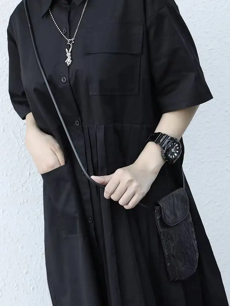 Abito da donna camicia gonna estate nuovo risvolto pieghettato monopetto Design moda tendenza Casual abito allentato