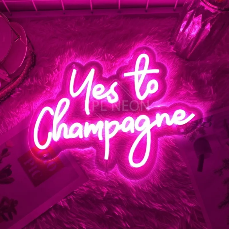 

Yes To Champagne Neon Light Led ART Party Decor Неоновая вывеска Световой декор Спальня Бар Салон вечеринки Неоновый свет Шампанское Настенный декор