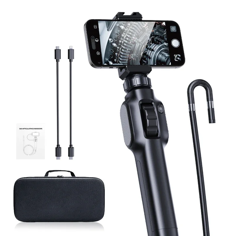 SUP-ANESOK S43-OTG 7.9mm Diameter 1920P 2m Semi Rigid 360degree Steering Borescope Inspection Camera Use for Android and Iphone