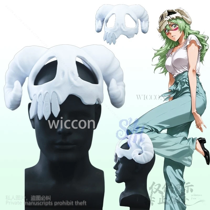 

Аниме Neliel Knight Маска Косплей 3D Полилуактическая кислота Овечий рог Череп Полумаска Хэллоуин Рождественская вечеринка Cos Индивидуальные