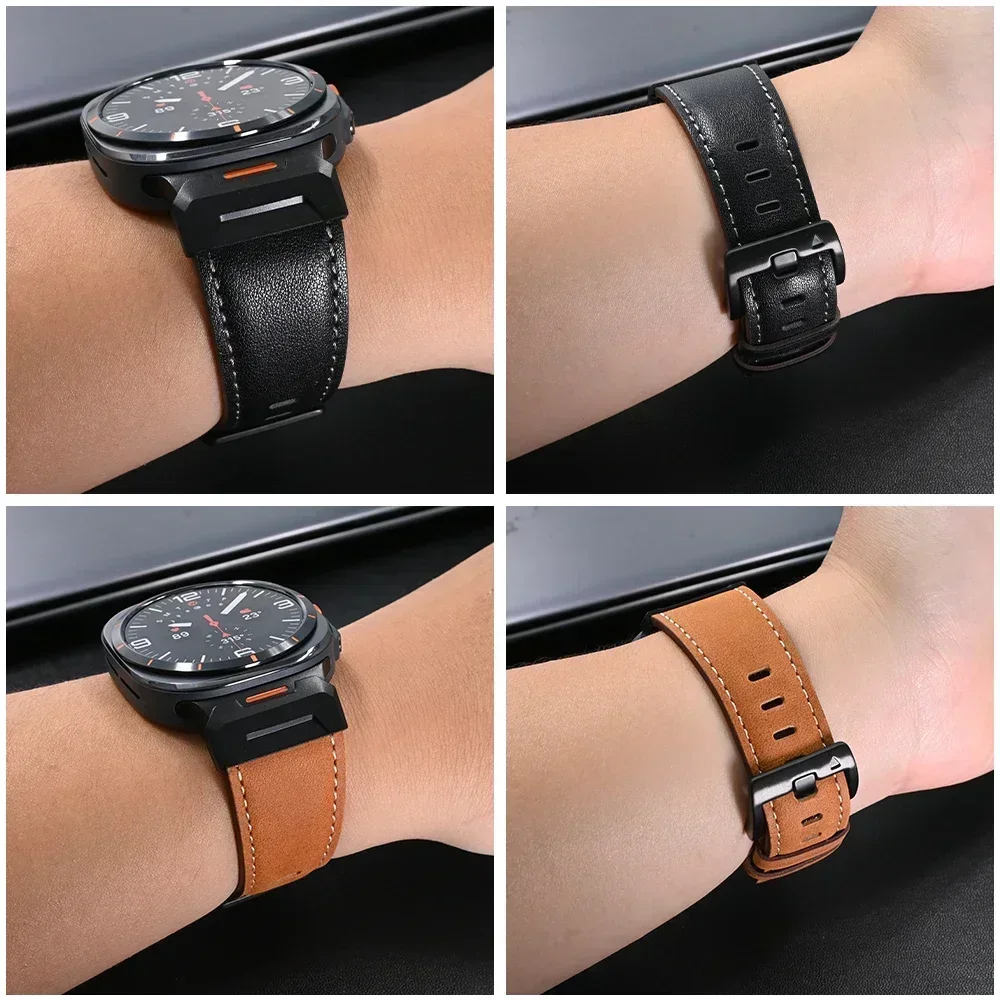 Luxury Leather Band For Samsung Galaxy Watch Ultra 47mm QuickFit Men Business Belt Correa For SAMSUNG GALAXY ULTRA 47MM Bracelet image 5