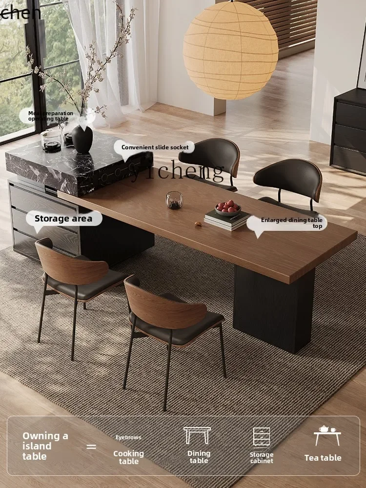 YFY  Slate Island Dining Table Integrated Household Extendable French Style Multifunctional Island Dining Table