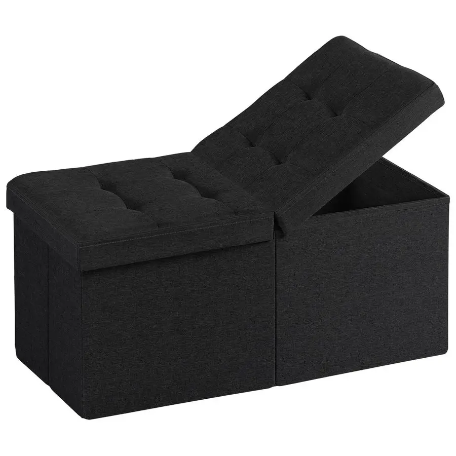 Storage Ottoman Bench, Footrest with Storage, End of Bed Bench Coffee Table for Living Room, Bedroom, Entryway, Black