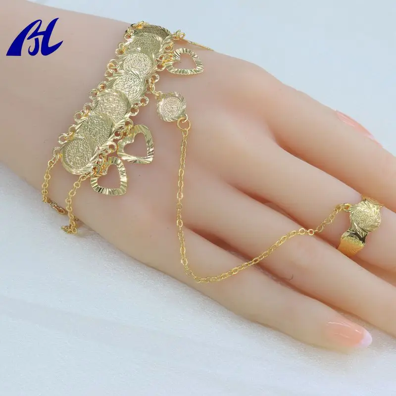 

Trendy Luxury Jewelry Islam Coins Religious 21k Gold Plated Dubai Arabic Designs Money Coin Bracelet set