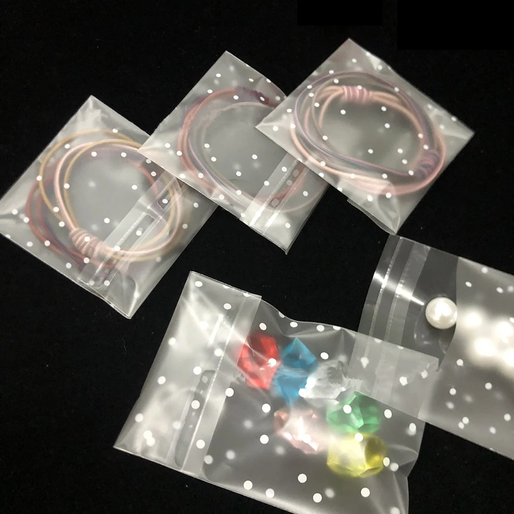 100pcs Dot Transparent Bags Self Sealing Bag Small Ziplock Reclosable Candy Cookie Storage DIY Jewelry Packaging Bags
