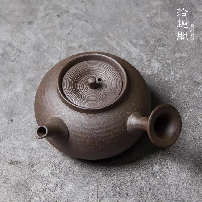 Handmade Rough Pottery Teapot, Earthenware Side Handle, Small Pot, Kung Fu Tea Set Urgently Needed, Teapot With Filter, Pu Erh