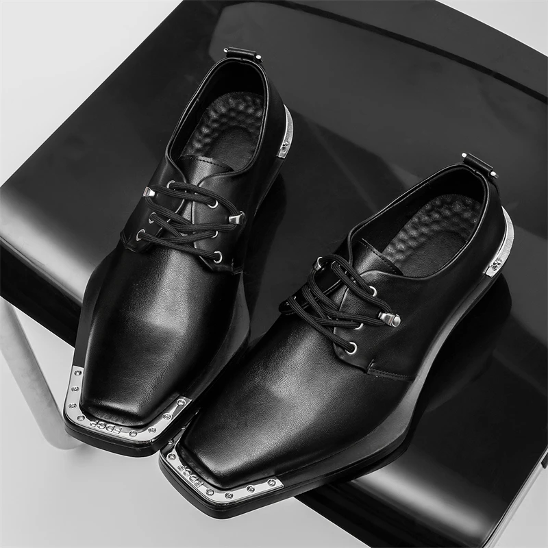 المألوف الرجال ديربي أحذية الرجال السود عادية مريحة للتنفس الأعمال العلامة التجارية أحذية من الجلد مصفف شعر أحذية الرجال