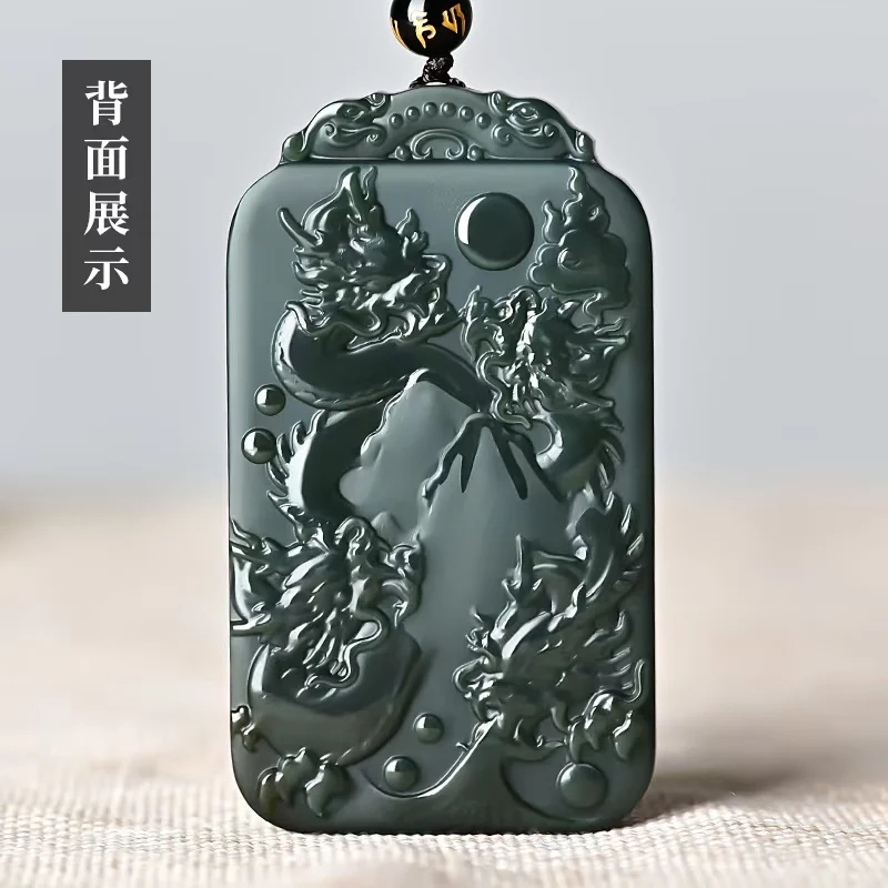 Hot Selling Hand-carve Cyan Jade Kowloon Guardian Necklace Pendant Fashion Jewelry Accessories MenWomen Luck Gifts