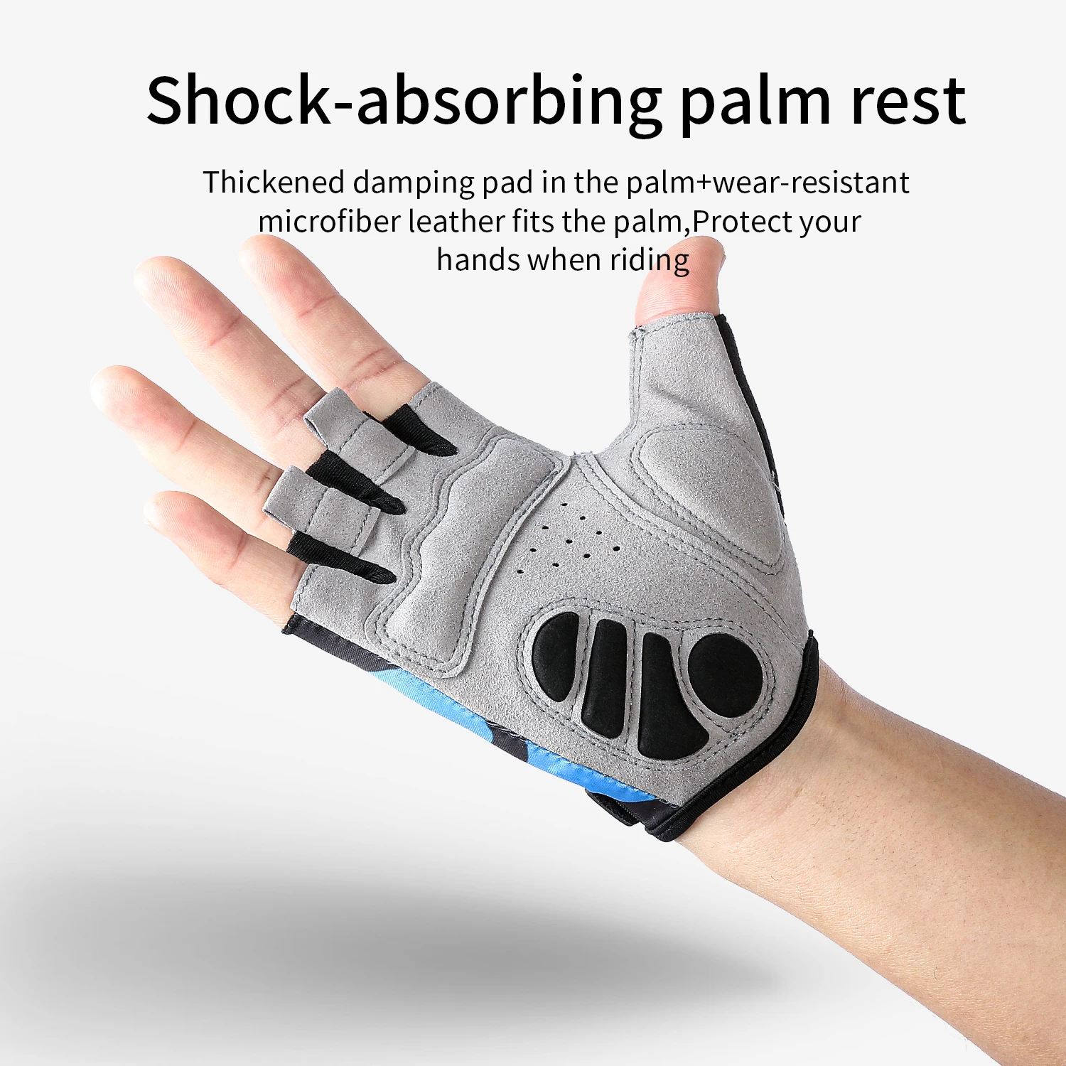 قفازات صيفية للدراجة الجبلية نصف إصبع لركوب الدراجات، قفازات رياضية ممتصة للصدمات قابلة للتنفس ومضادة للانزلاق #6