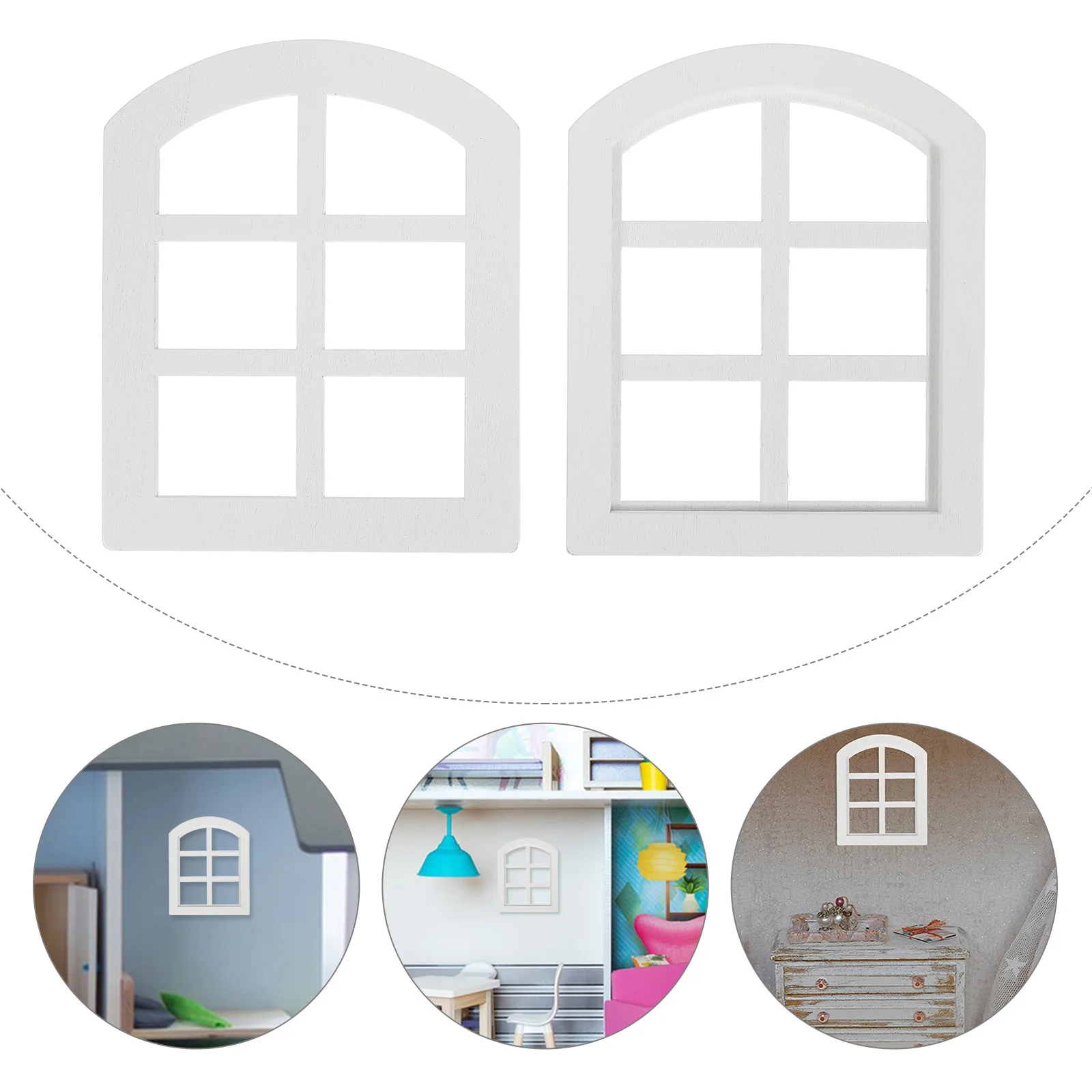 6 pçs móveis para casa de bonecas em miniatura janelas de madeira escala 1:12 molduras de janela para artesanato diy decoração de casa pequena janelas de casa de bonecas