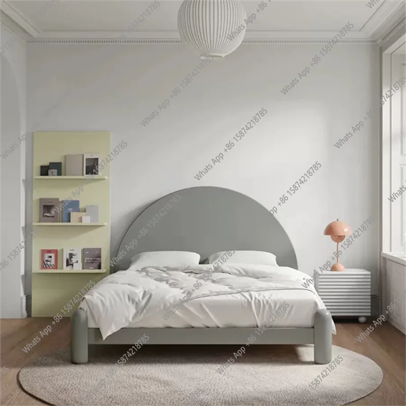 

MS MX Nordic Simple Solid Wood Bed Semi-round Modern Light Luxury Small Apartment Princess Bed 1.2 Meters Girl Single Child