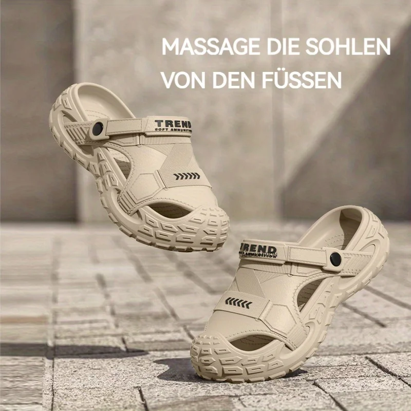 Trend Massage Sole Mens Sandals Wear Resistant Tire Pattern EVA Casual Outdoor Closed Toe Slides