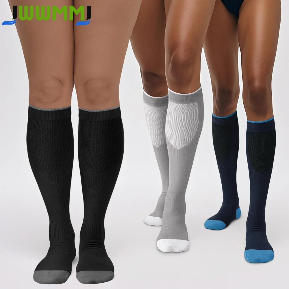 1 Paar Kompressionssocken für Männer und Frauen 20-30 mmHg - Durchblutungsfördernde Socken Geeignet für Reisen - Weiche Atmungsaktive Sportsocken