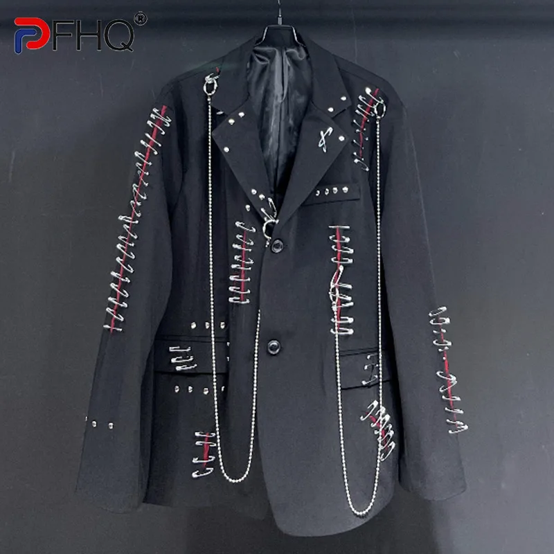 PFHQ Men\'s Original Worn Out Deconstruction Suits Outerwear Casual Pin Creativity Handsome Motorcycle Autumn New Blazers 21Z2083