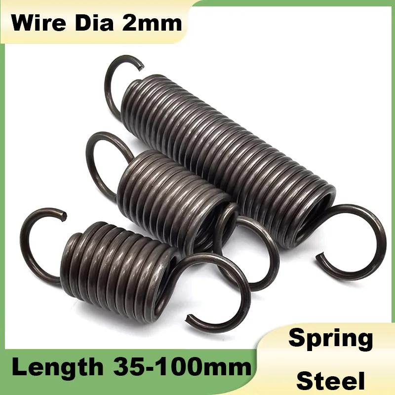 1Pcs Open Hook Tension Spring Wire Diameter 2mm Pullback Spring Coil Extension Draught Spring OD 12-22mm Length 35-100mm