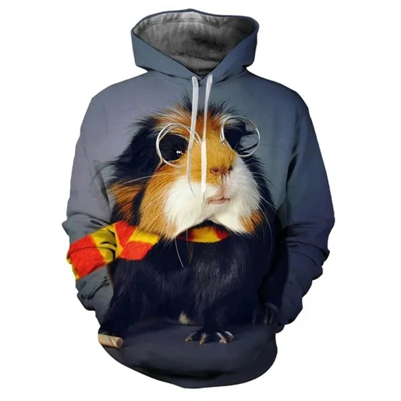 Simpatiche felpe con cappuccio cavia Animal Graphic 3D Print uomo Hip Hop Streetwear felpe con cappuccio pullover oversize top abbigliamento per