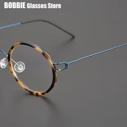 Titanium Air Eyeglasses Ultra-light Ultra Thin Rim Glasses Frames Denmark Brand Design Round Colorful 2025 New Fashion