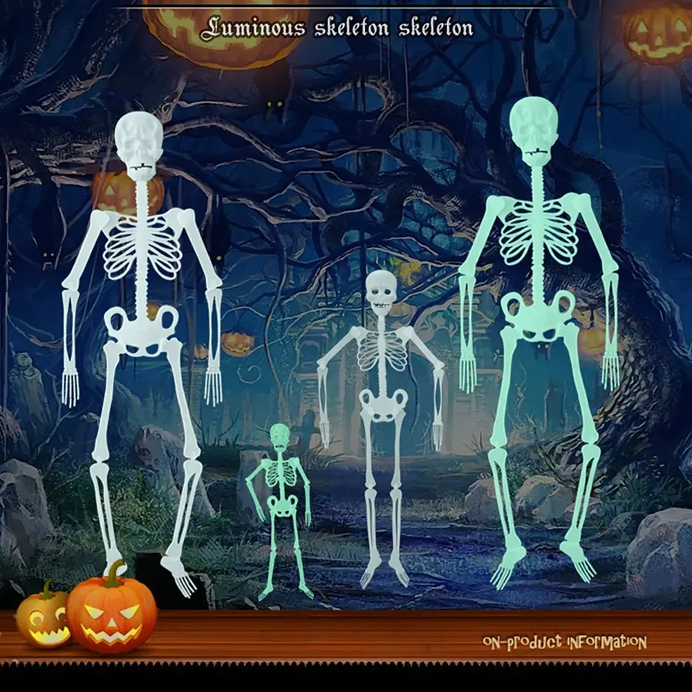 Gruselige Halloween-Requisiten Leuchtendes Hängendes Skelett Halloween-Party Haus Außenbereich Garten Dekoration Beweglicher Leuchtender Künstlicher Schädel – Detail 5