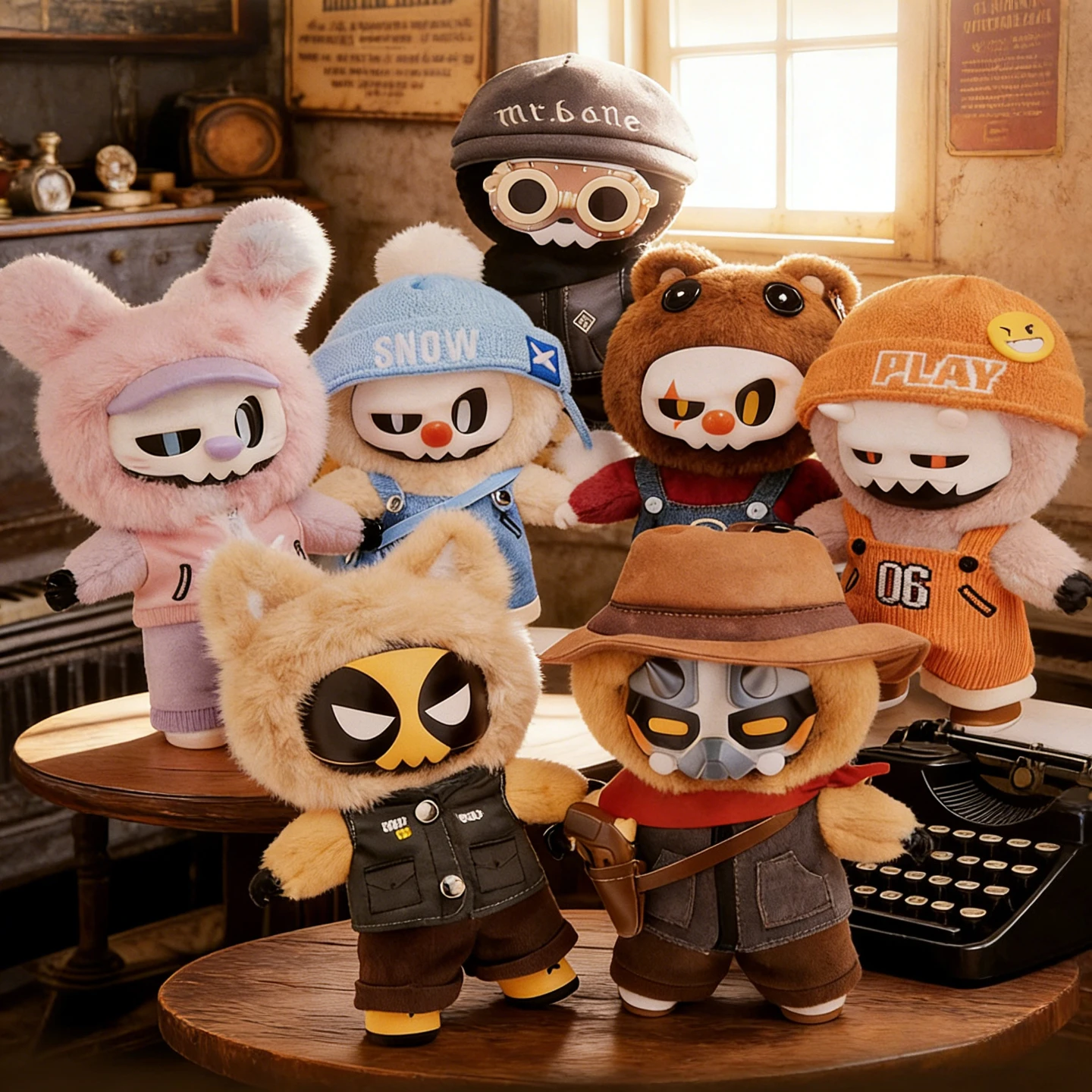 

MR. BONE Plush Secret Agent Team Blind Box Anime Figure Doll Pendant Keychain Cool Desktop Ornament Trendy Mystery Bag Toy Gift